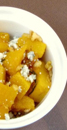 Butternut squash with herbs, pecans and blue cheese