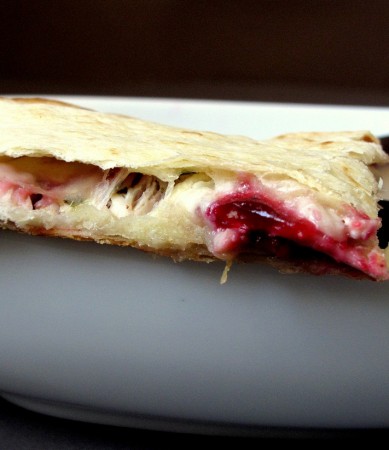 Turkey Quesadillas with Cranberry Sauce and Brie 